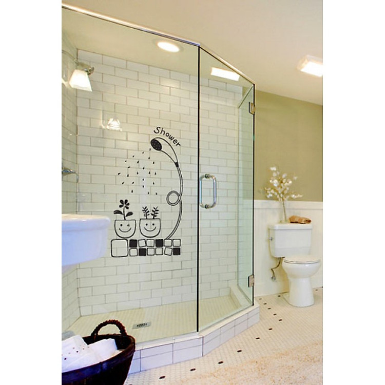 Decal Dán Tường NineWall Shower Flowerpot DW004