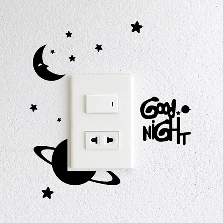 Decal Trang Trí Ổ Cắm Điện NineWall Good Night DE006