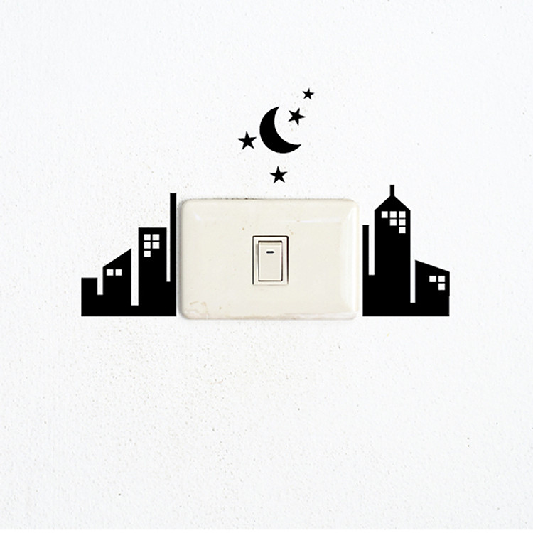 Decal Trang Trí Ổ Cắm Điện NineWall Night Time DE005