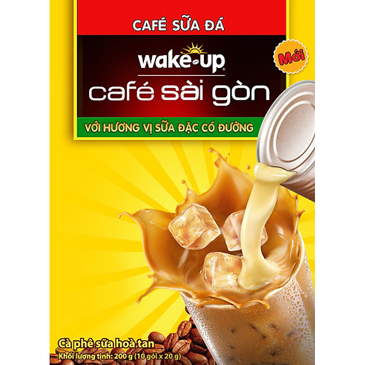 Café Sữa Đá Wake-Up Café Sài Gòn Hương Vị Sữa Đặc Có Đường (Bịch 10 gói x 20gr)