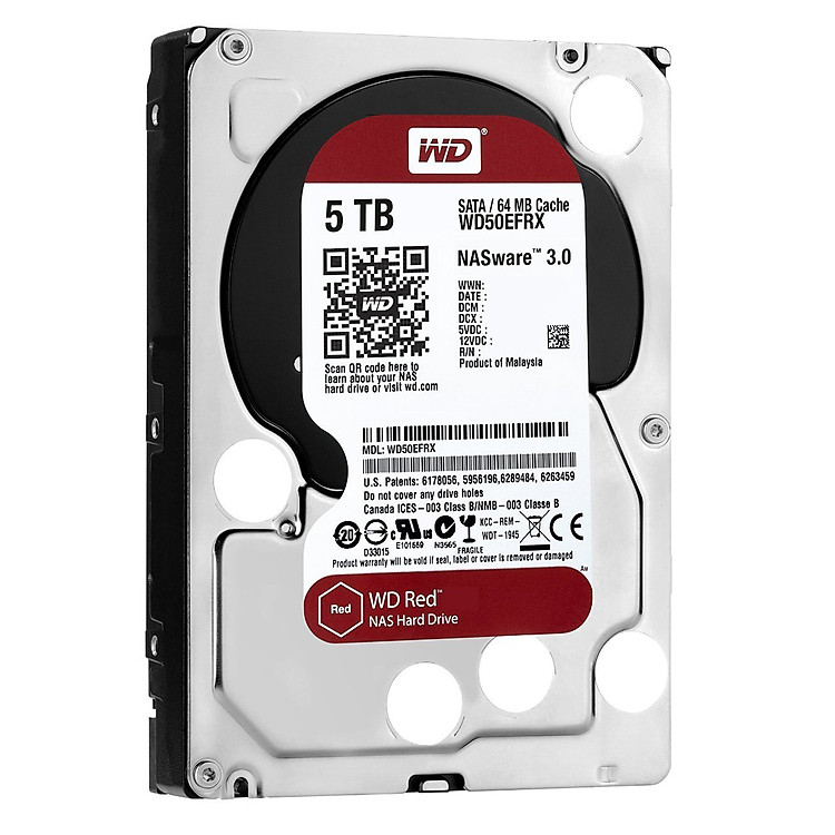 Ổ Cứng HDD NAS WD Red™ 5TB/64MB/5400/3.5 - WD50EFRX - Hàng chính hãng