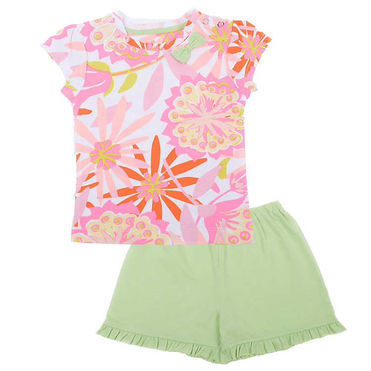 Bộ Đồ Bé Gái Cài Vai In Hình Hoa LullabyBaby L-NH03-15 47 – Xanh Lá