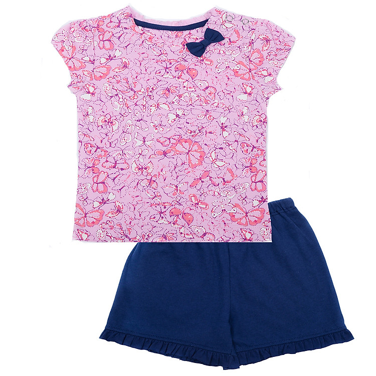 Bộ Đồ Bé Gái Cài Vai In Hình Bươm Bướm LullabyBaby L-NH03-15 31 - Xanh Phối Hồng