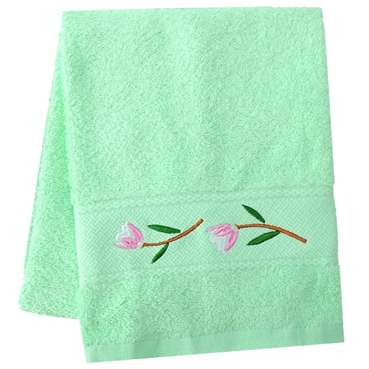 Khăn Tắm Boder Thêu Họa Tiết Hoa Lá Quảng Phú FQM3 (40 x 75 cm)