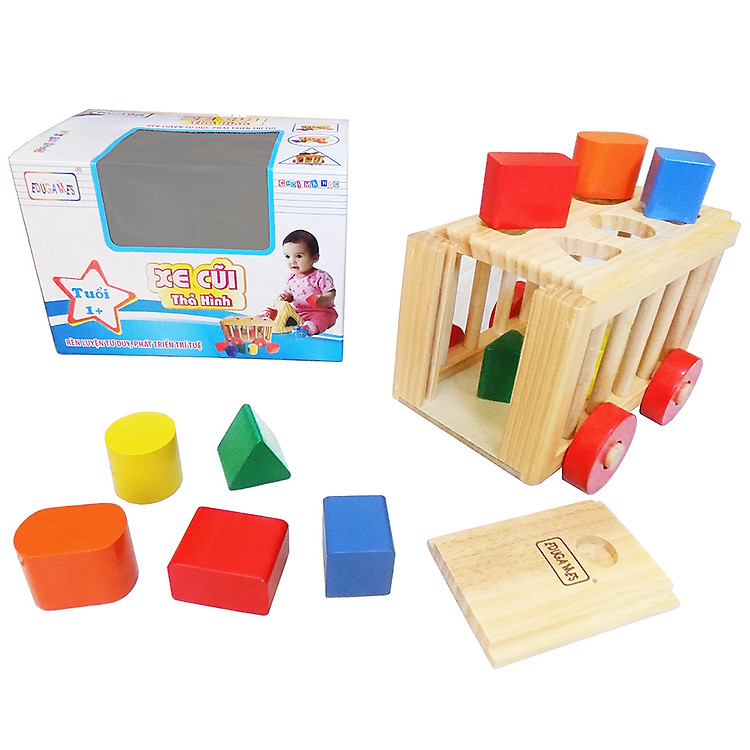 Đồ Chơi Gỗ EDUGAMES Xe Cũi Thả Hình GA638