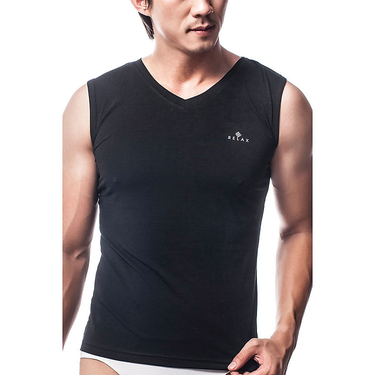 Áo Thun Sát Nách Cổ Tim Relax RTKA017 - Đen
