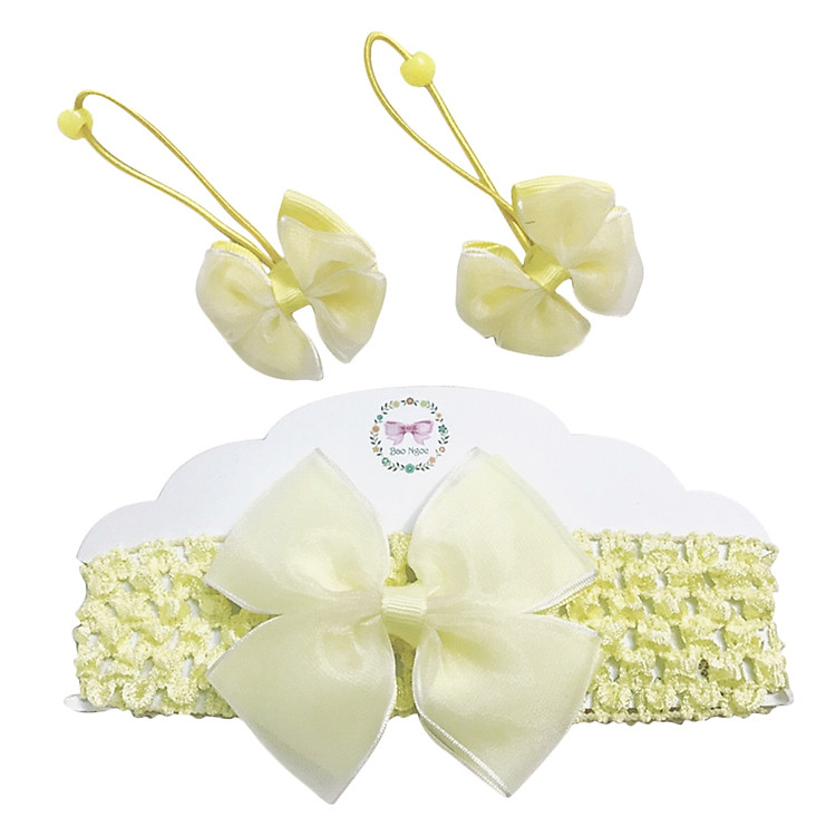 Combo Băng Đô - Cột Tóc Ruy Băng Phối Voan Bảo Ngọc BN-2017-13 - Vàng