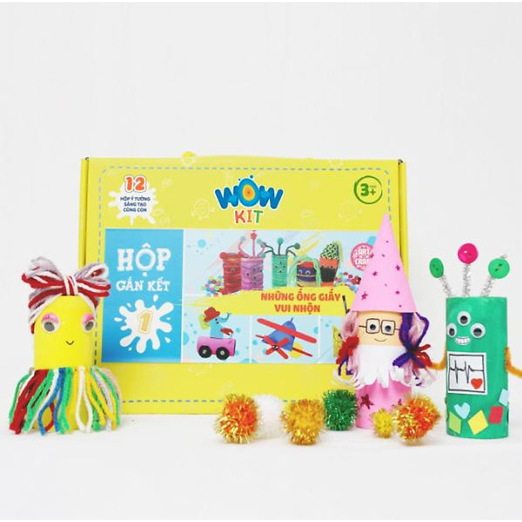 Hộp thủ công sáng tạo từ ống giấy WOW ART kit 1, bé 3+, giúp bé rèn luyện sự khéo léo của bàn tay, sự tập trung, khả năng tư duy sáng tạo, trí tưởng tượng