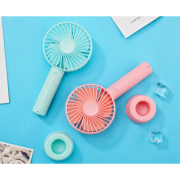 Quạt Mini Thiết Kế Nhỏ Gọn - Thông Minh, Quạt Cầm Tay 4 Cánh Pin Sạc Có Đế Để Bàn Cực Mát Sử Dụng Cổng Sạc USB