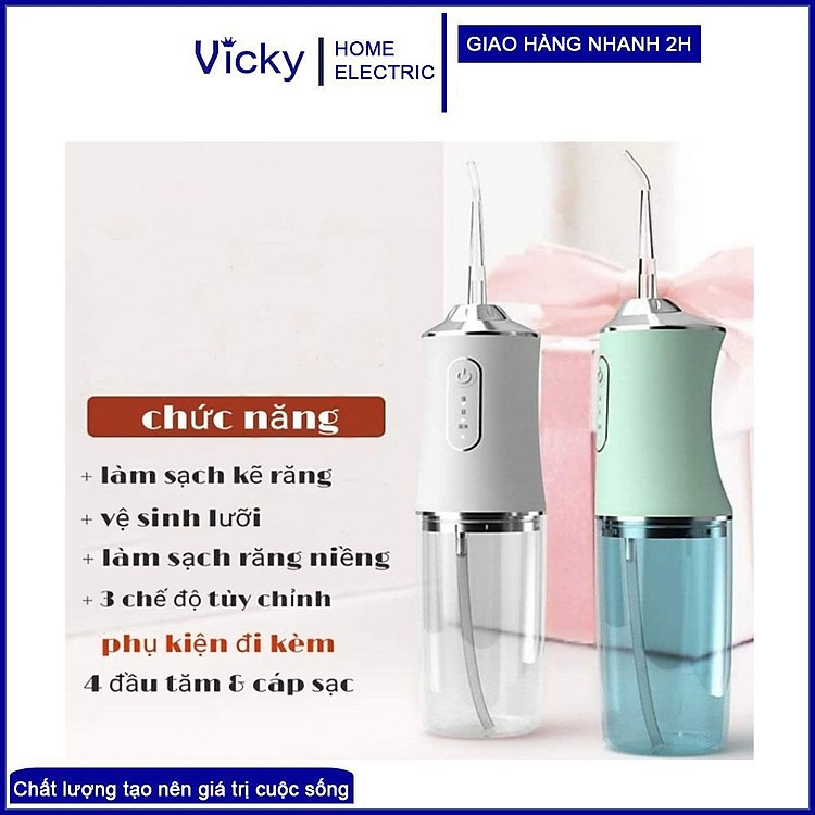 Máy Tăm Nước Cầm Tay 3 Chế Độ Aki-02 Vệ Sinh Răng Miệng An Toàn Bảo Hành 6 Tháng