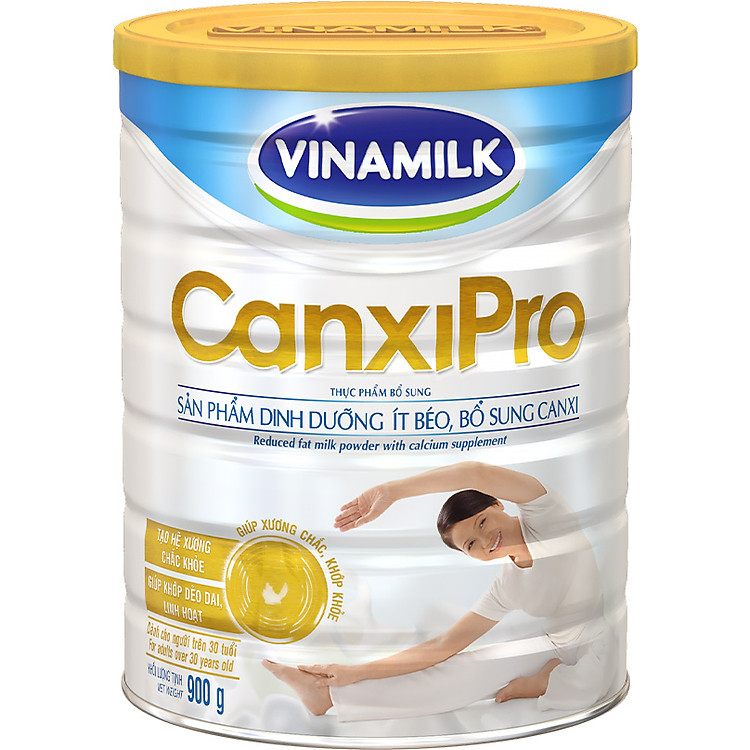 Sữa bột Vinamilk CanxiPro 900g (Hộp thiếc) - Sữa bổ sung Canxi cho người già cao tuổi, Tốt cho xương khớp