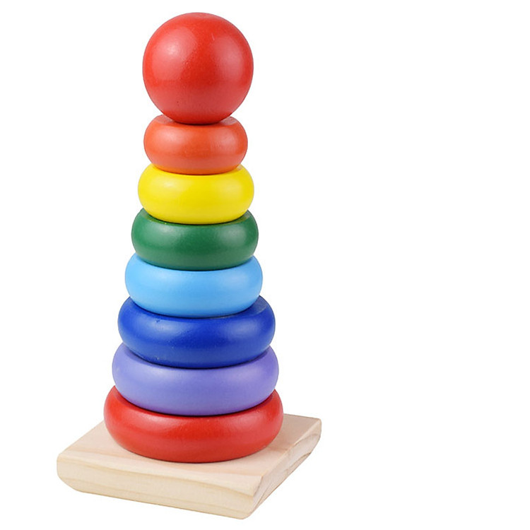Đồ chơi tháp cầu vồng gỗ HAPPY KIDS Chính hãng Giá tốt - Hình ảnh 2