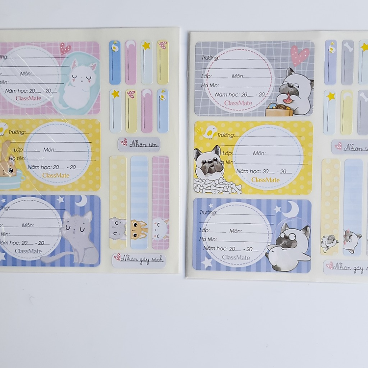 Nhãn vở ClassMate hình PETS có keo dán sẵn CL-NT228 (màu ngẫu nhiên)