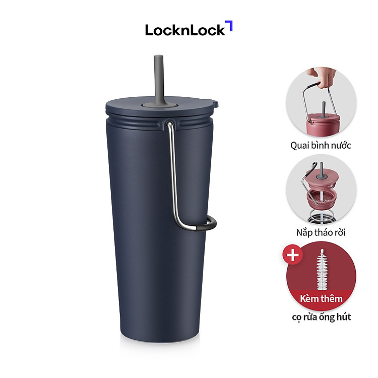 Bình giữ nhiệt có ống hút Lock&Lock Bucket Tumbler with Straw LHC4268NVY - Màu