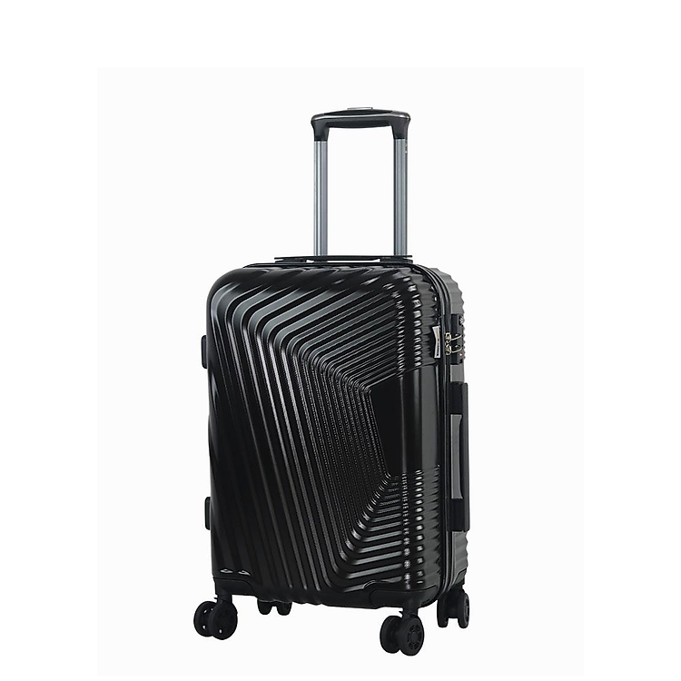 Vali kéo du lịch 859 vân PC chống xước - Đen - Size 24