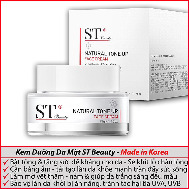 Kem Dưỡng Da Mặt ST Beauty: Dưỡng & Bật Tông Da- Làm Mờ Vết Thâm Nám - SPF 50+ PA+++ - Make Up - ST Beauty NATURAL TONE UP Face Cream – Made in Korea