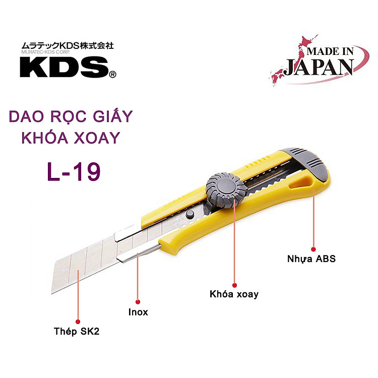 DAO RỌC GIẤY KHÓA XOAY KDS L-19 - Ảnh 6