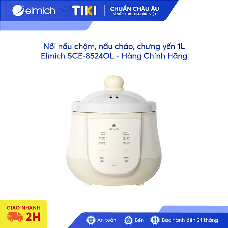 Nồi nấu chậm, nấu cháo, chưng yến 1L Elmich SCE-8524OL - Hàng Chính Hãng