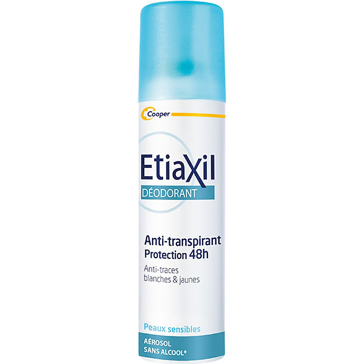 Xịt Khử Mùi Hàng Ngày Etiaxil Déodorant Anti-Transpirant 48h Anti-Traces Blanches & Jaunes 150ml (Dạng Xịt Phun Sương)