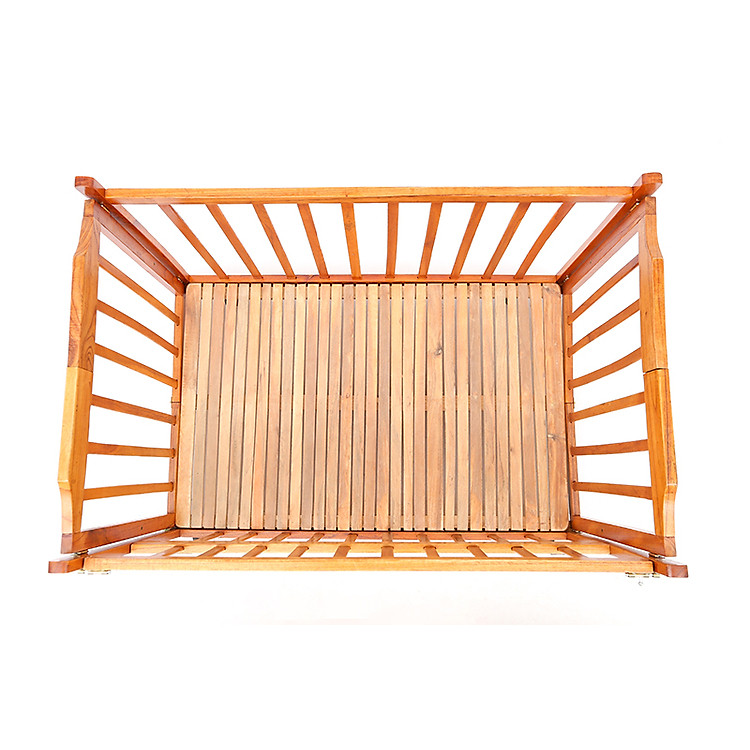 Cũi em bé bằng gỗ đã qua hấp sấy, cũi gỗ với các nan bo tròn cạnh cùng với 4 bánh xe có khóa an toàn cho bé yêu - giá xưởng