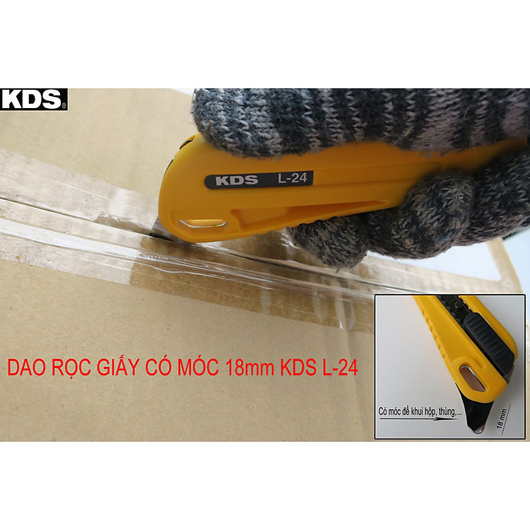 DAO RỌC GIẤY CÓ MÓC 18MM KDS L-24 - Ảnh 2