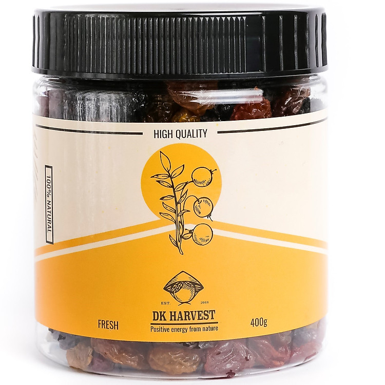 Nho Khô Raisins 3 Màu Không Hạt DK Harvest (Hàng Nhập Khẩu Chile) - 400g - Thơm ngon, vị ngọt tự nhiên, không pha trộn thêm đường hay chất tạo ngọt