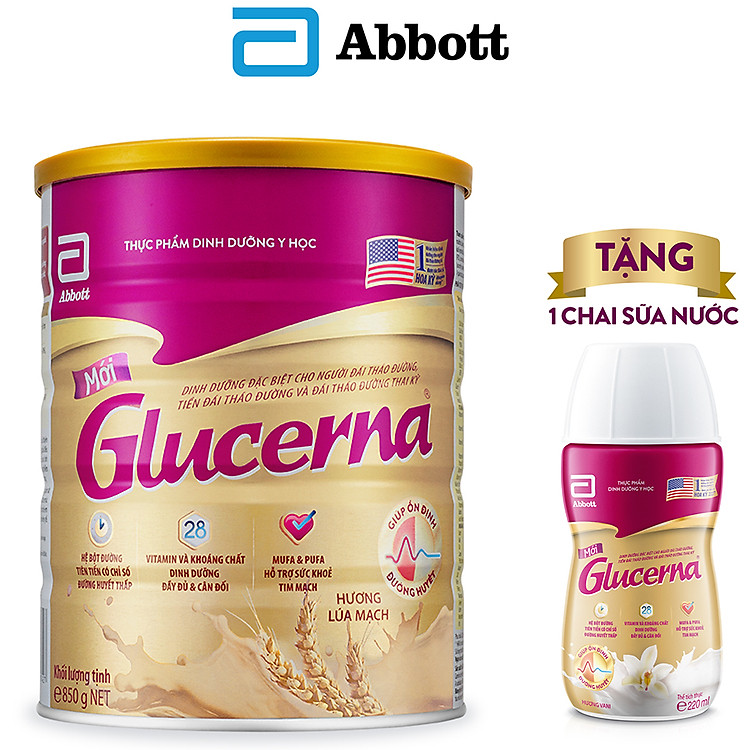 Lon Sữa Glucerna 800g/lon - Tặng 2 gói dùng thử