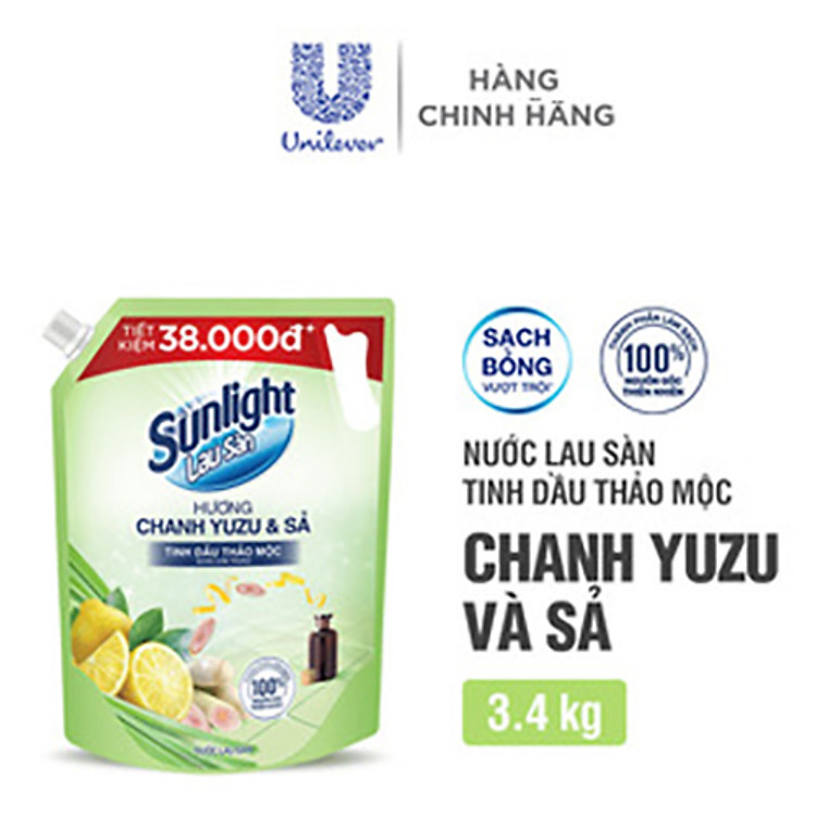 Túi Nước Lau Sàn Sunlight Tinh Dầu Thảo Mộc Hương Hoa Hạ Bạc Hà 3.6KG