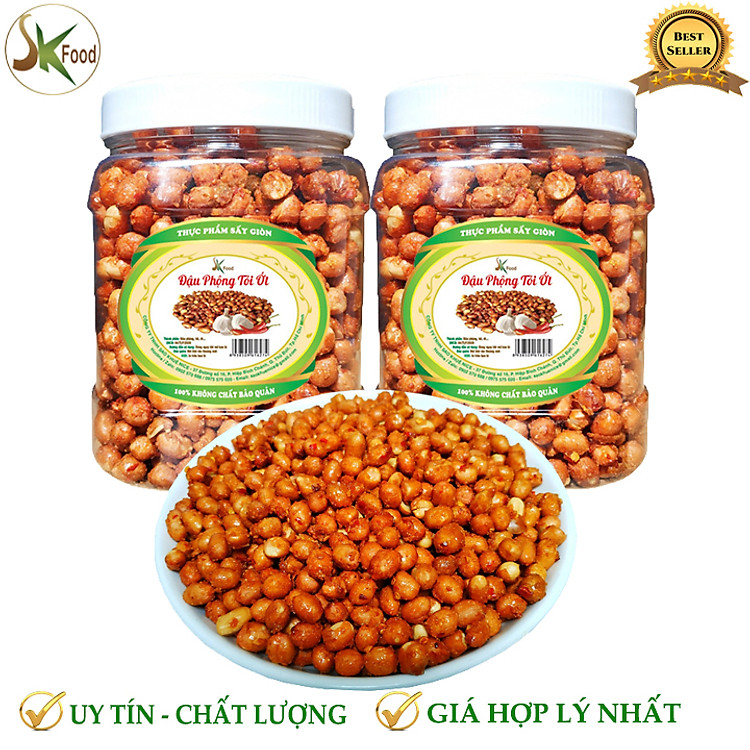 1KG ĐẬU PHỘNG RANG TỎI ỚT THƠM NGON ( 2 HŨ 500G)