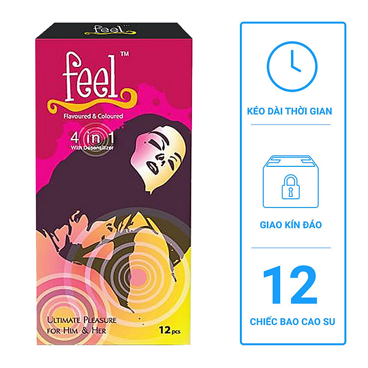 Bao cao su Feel 4 in 1 - Kéo dài thời gian hộp 12 cái