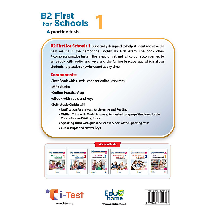 B2 First for School Preliminary 1 with 4 Practice Tests - Latest Format