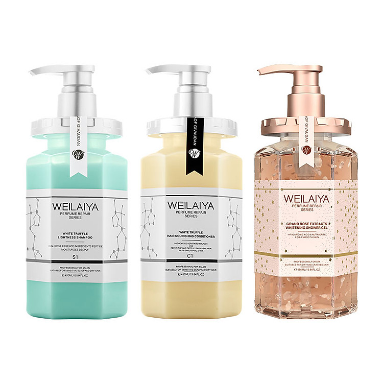 Bộ sản phẩm chăm sóc tóc và Sữa tắm nước hoa, trắng da toàn thân Weilaiya 450ml