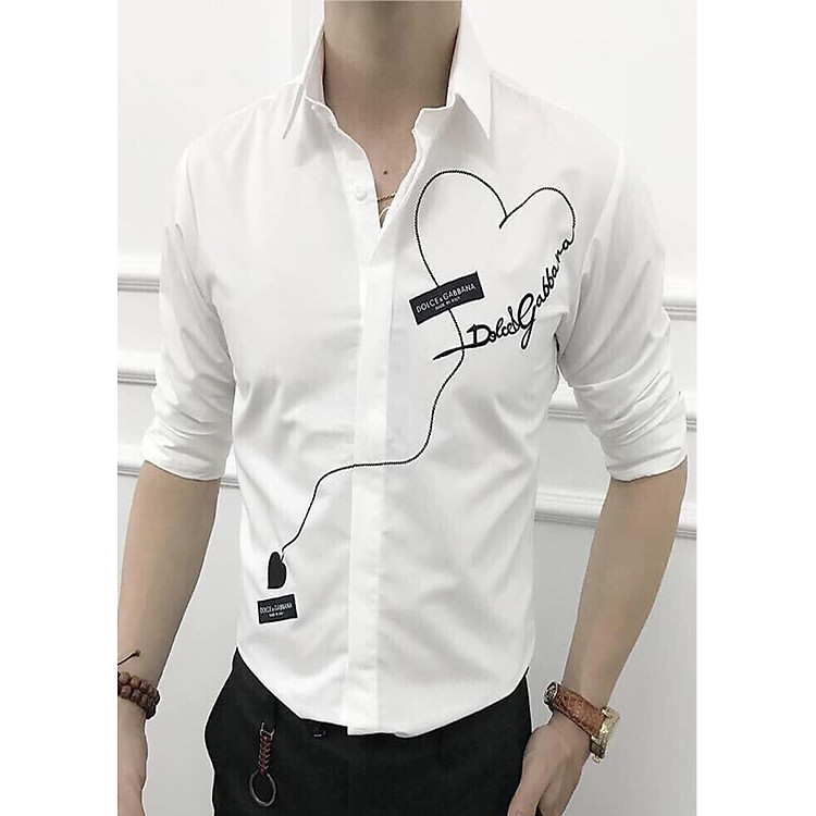 Áo Sơ Mi Nam Trái Tim 4Young Phong Cách Hàn Quốc SM10 Trắng XXL
