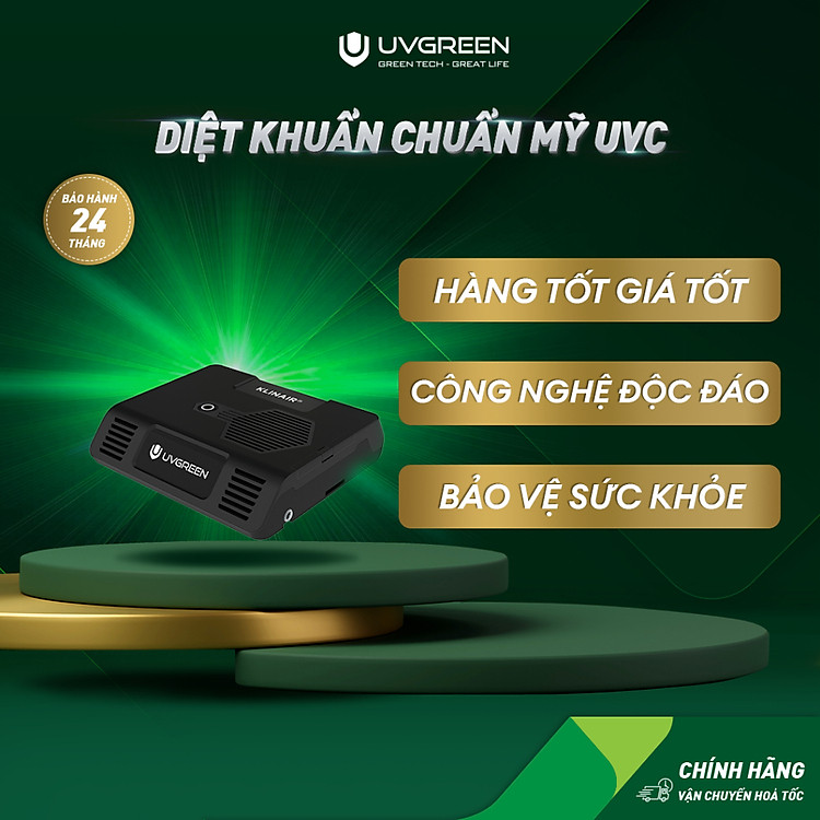 Máy Lọc Không Khí Ô Tô UVC LED UVGREEN KA100 Hàng chính hãng - Công Nghệ Từ Mỹ, Lõi Lọc Than Hoạt Tính Khử Mùi, Diệt Khuẩn