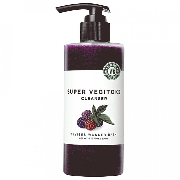 Sữa Rửa Mặt Sủi Bọt Khí "3 in 1" Tẩy Trang - Rửa Mặt - Thải Độc Tố Wonder Bath Super Vegitoks Cleanser 300ml (Màu Tím - Dưỡng ẩm, Săn chắc da)
