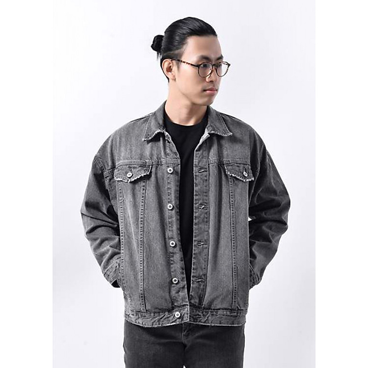 Áo denim jeaket nam màu Xám chất denim 100% cotton hàng xuất xịn của thời trang nam Routine