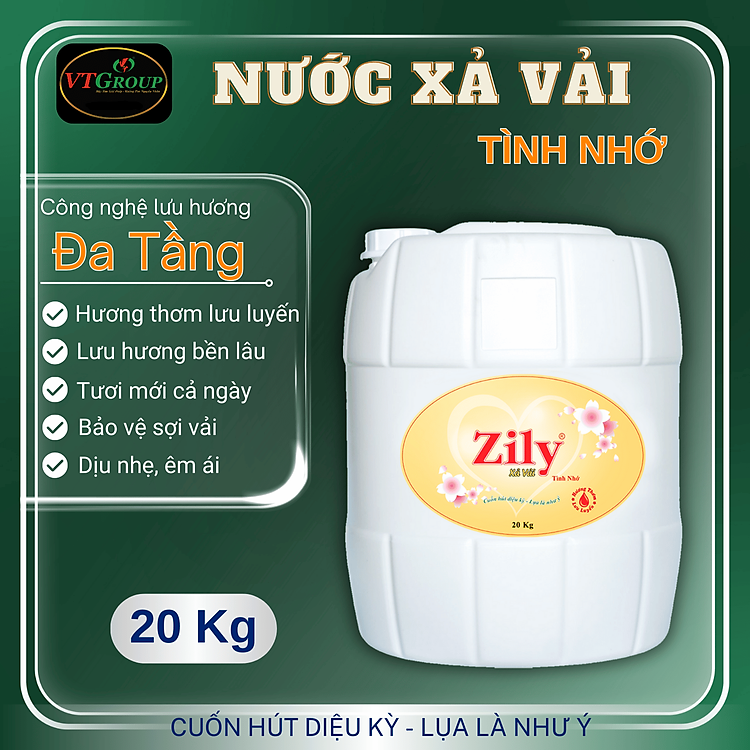 Nước xả vải Zily can 20kg - Tặng 1 Chai Xịt Thơm & Khử Mùi Zily 300g