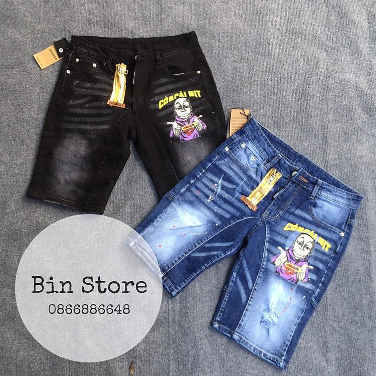 Quần bò ngố Còn Cái Nịt, short bò khoá vàng