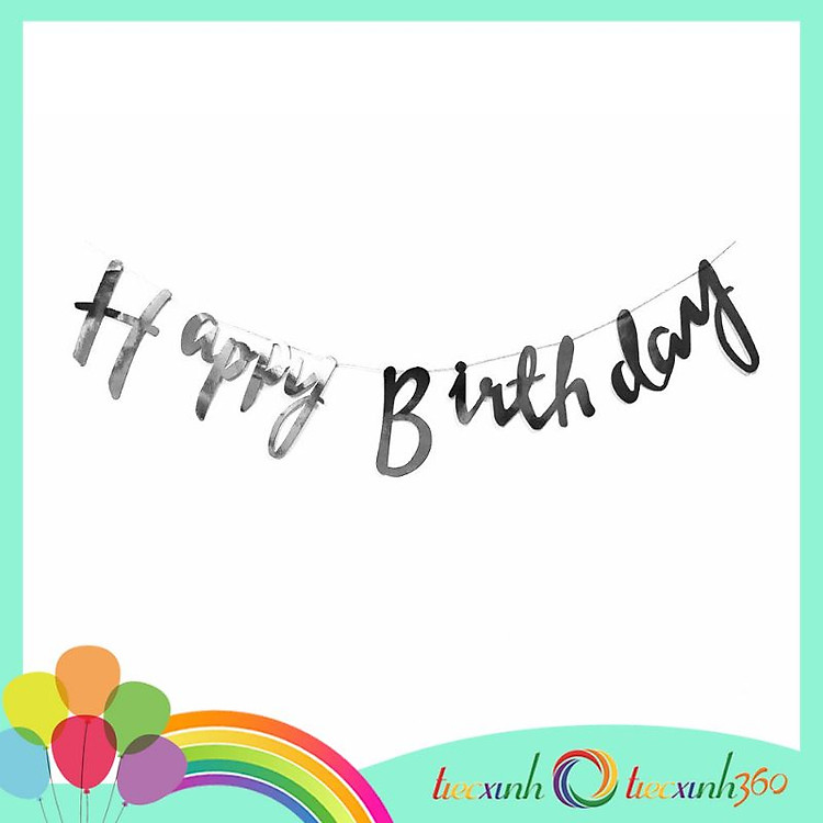 Dây chữ Happy Birthday trang trí sinh nhật – Silver