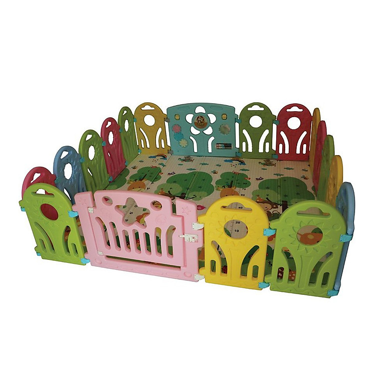 Quây cũi em bé hình hướng dương (nhiều thanh nhỏ và 2 thanh lớn) - Tặng Thảm Xốp- Bóng Holla- Sọt Bóng