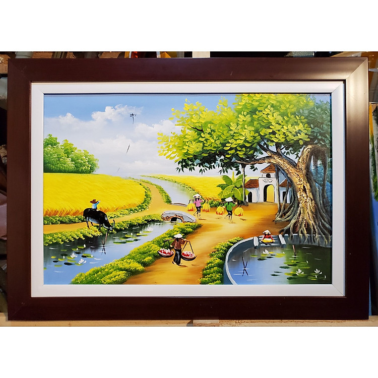 TRANH VẼ SƠN DẦU - PHONG CẢNH ĐỒNG QUÊ THANH BÌNH