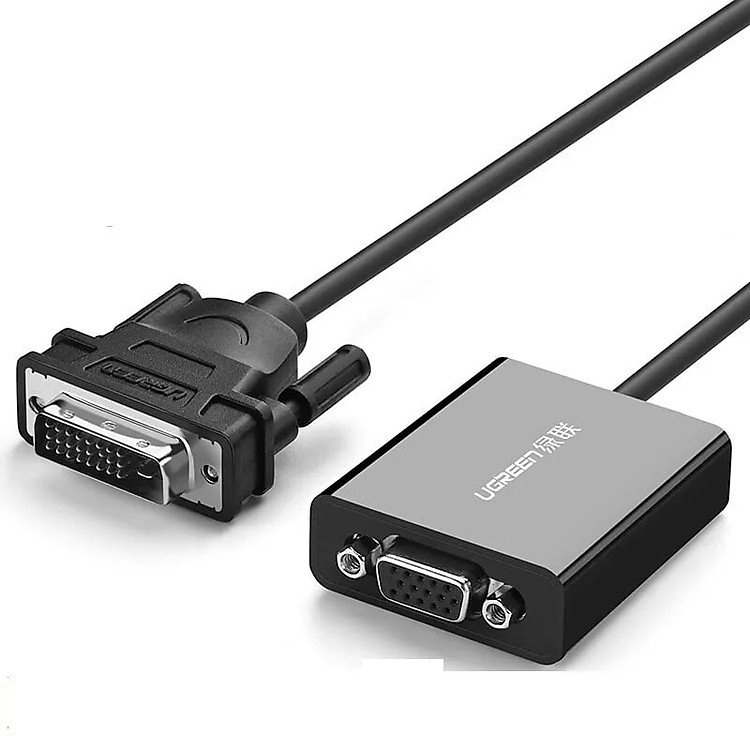 Cáp chuyển đổi DVI D 24+1 sang VGA tròn dài 30cm màu đen UGREEN 40387MM108 Hàng chính hãng