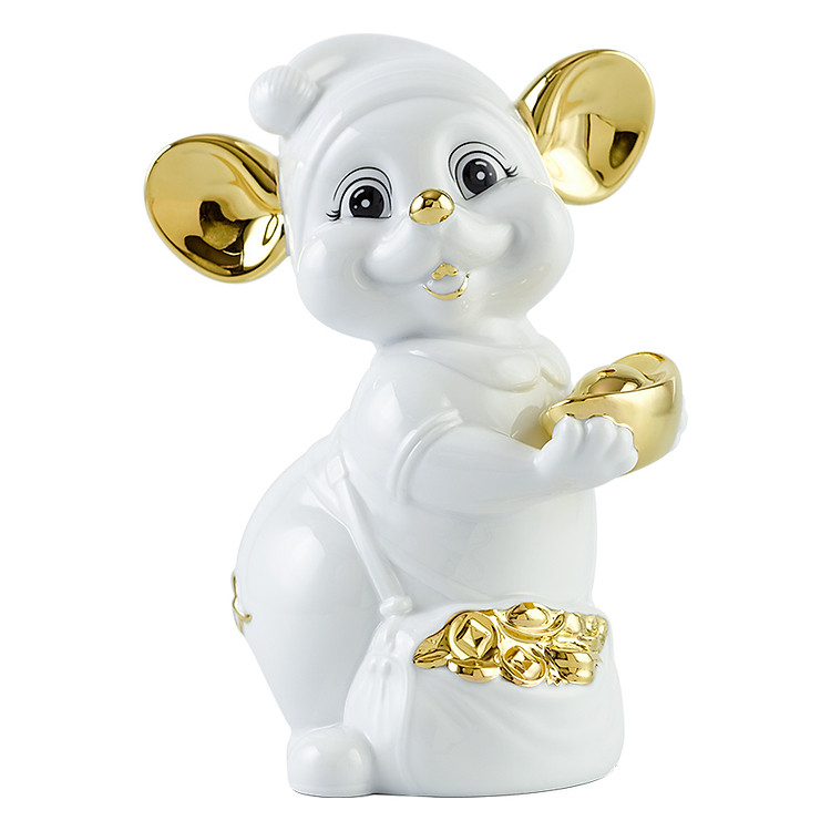 Chuột Quý Trang Trí Vàng 24K Gốm Sứ Minh Long