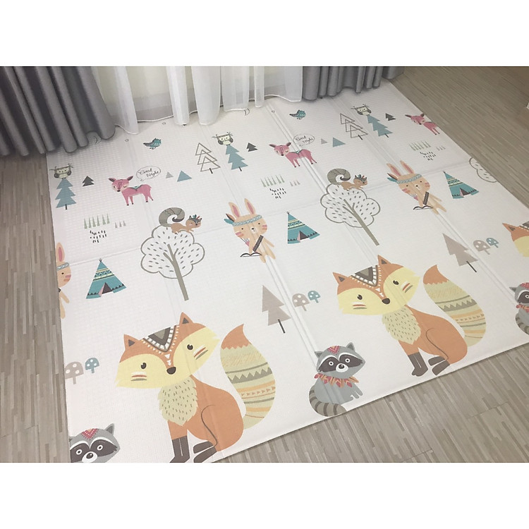 Thảm gấp Hàn Quốc chất liệu XPE Phủ Silicon, chống thấm 2 mặt cho bé vui chơi, chống nóng, chống trơn trượt, hình dễ thương giúp bé phát triển tư duy, kích thích giác quan của bé - hàng chính hãng