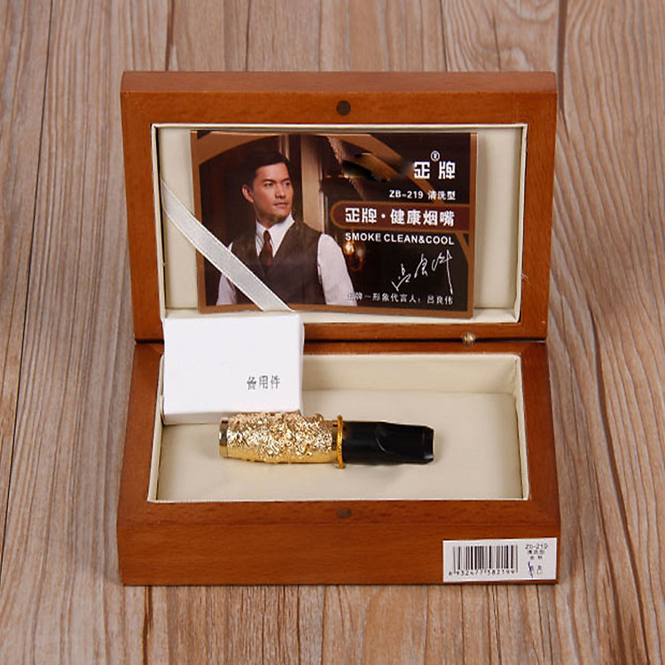 Tẩu Lọc Thuốc Chạm Rồng Nổi ZB-219 Mạ Vàng 24k - Ảnh 2
