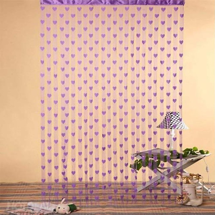 Rèm cửa trang trí họa tiết trái tim sang trọng, lãng mạn (1m ngang x 2m cao)