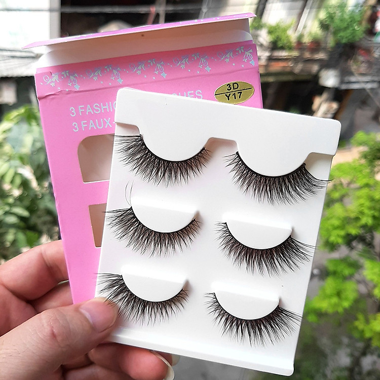 Hộp 3 cặp lông mi giả tự nhiên 3 PCS - Hồng Y17