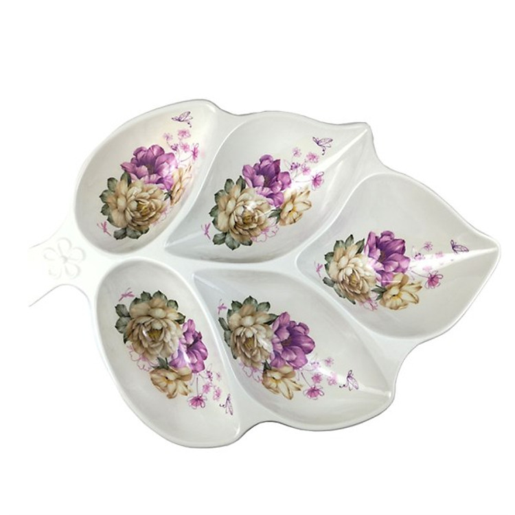 Đĩa trang trí bàn ăn hình chiếc lá GS056753 (trắng)