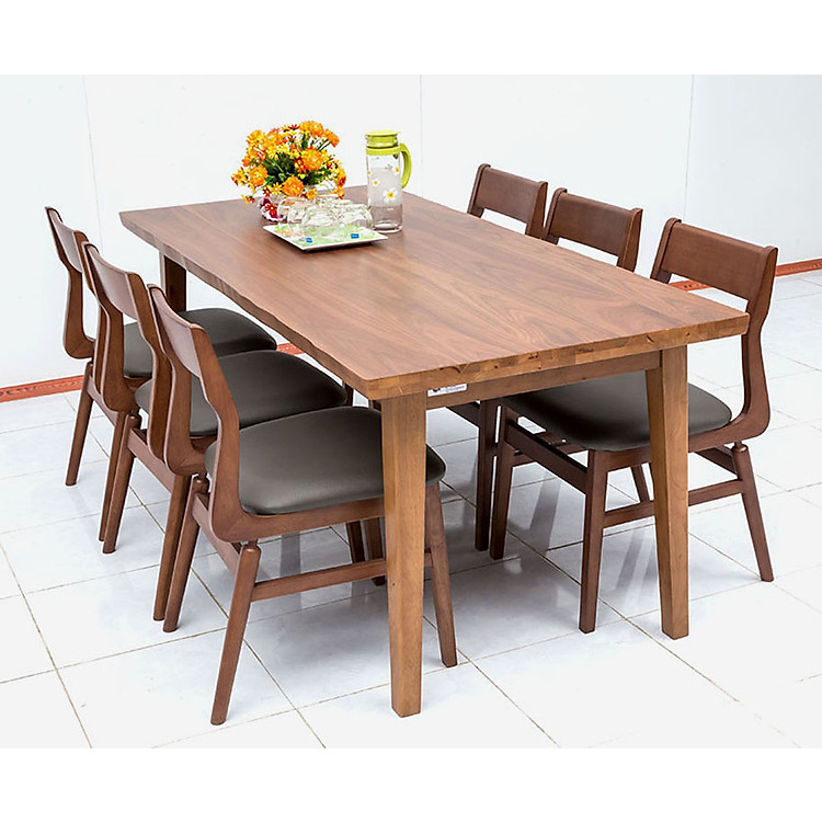 Bộ bàn ăn 6 ghế Nội Thất Nhà Bên NAN 08 (Nâu)
