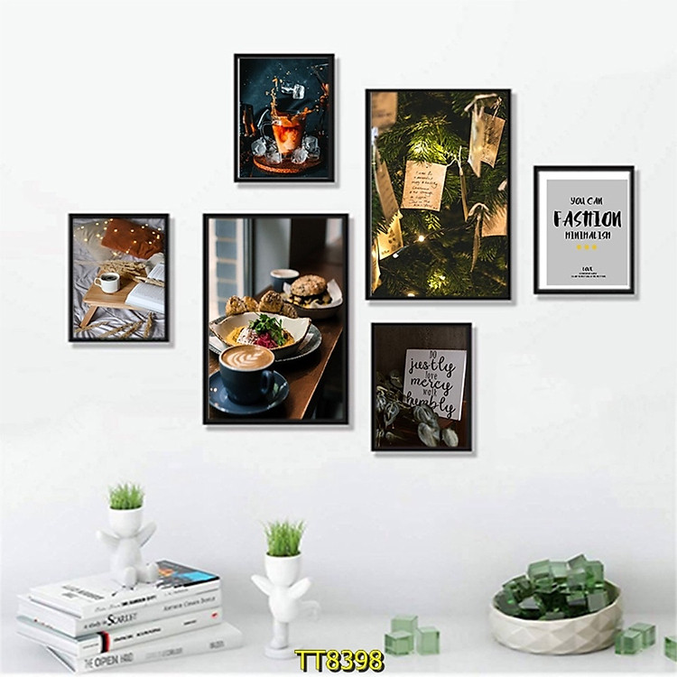 (HCM) Bộ 6 khung ảnh treo tường trang trí decor quán cà phê, giải khát kèm đinh treo 84/